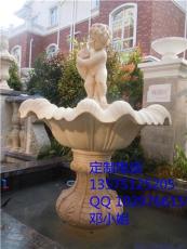 小孩天使砂岩壁挂喷泉现货楼盘景区欧式雕塑