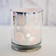欧式风格电镀激光雕刻玻璃烛台 蜡烛杯定制