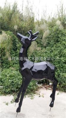深圳园林景观仿真玻璃钢抽象鹿雕塑工程