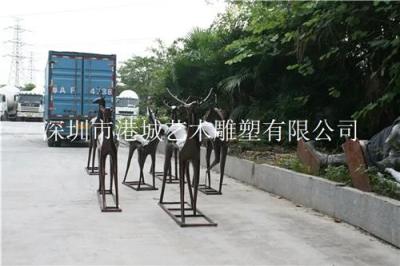 济宁园林草坪玻璃钢抽象鹿雕塑