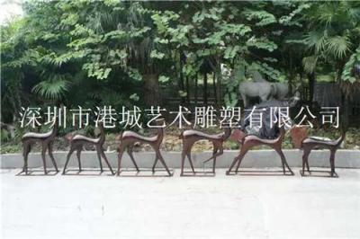 深圳多半切面玻璃钢抽象鹿雕塑