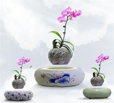 磁悬浮浮青花陶瓷底座盆栽