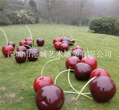 福建三明生态园装饰玻璃钢水果樱桃雕塑
