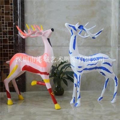 福建福州长乐市户外园林景观玻璃钢鹿雕塑