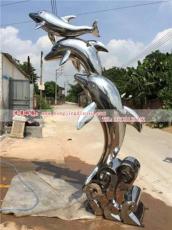 宁夏不锈钢海豚雕塑 喷水海豚雕塑