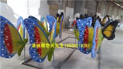 湖南郴州郴州市油菜花玻璃钢蝴蝶雕塑