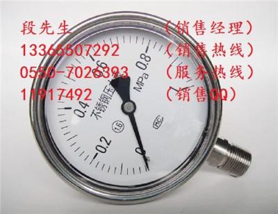 内蒙古Y-100B不锈钢压力表价格