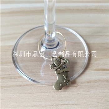 欧洲古典古银圣诞酒杯环 复古银酒杯环厂家