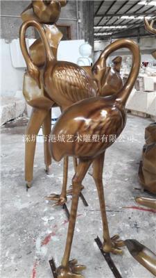 河南郑州巩义市仿铜玻璃钢仙鹤雕塑
