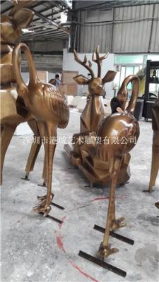 河南郑州巩义市仿铜玻璃钢仙鹤雕塑