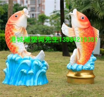 广东东莞户外园林玻璃钢鲤鱼雕塑
