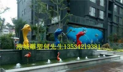 广西桂林景观装饰玻璃钢鲤鱼雕塑