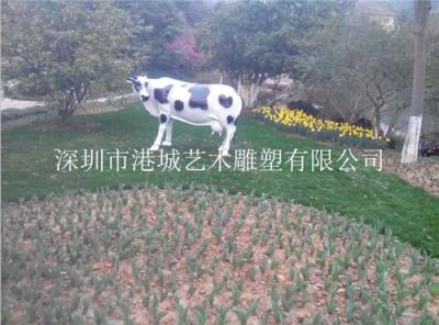河北张家口园林景观玻璃钢母子奶牛雕塑