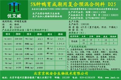 種鴨育成期預混料 小鴨料