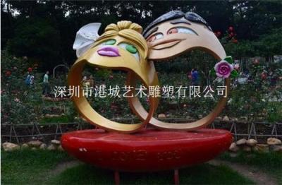 江西赣州情侣玫瑰花装饰玻璃钢戒指雕塑道具