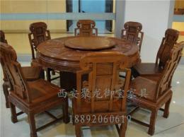 西安实木餐桌椅价格l老榆木桌椅尺寸l红木餐桌报价图