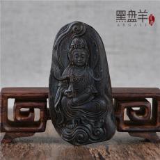 黑盤羊沉香吊墜沉水級(jí)馬泥澇產(chǎn)區(qū)觀音菩薩