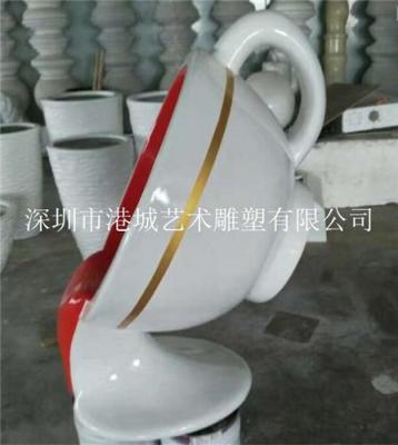 广东深圳商场创意家具玻璃钢茶杯雕塑