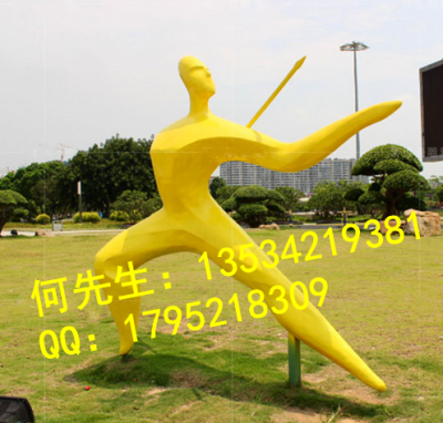广东揭阳步行街玻璃钢多菱面抽象人物雕塑