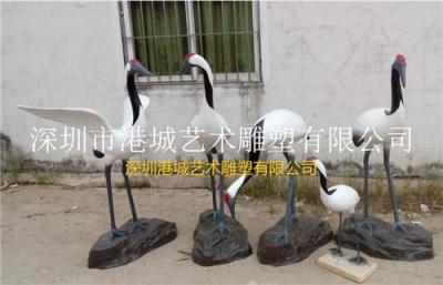 广西梧州小区动物装饰玻璃钢仙鹤雕塑