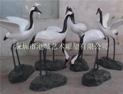 广西贺州吸财纳福玻璃钢仙鹤雕塑
