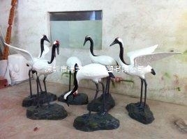广西钦州小区风水装饰玻璃钢仙鹤雕塑