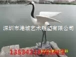 广西桂林水景装饰玻璃钢仙鹤雕塑