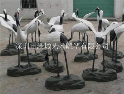 广西钦州小区风水装饰玻璃钢仙鹤雕塑