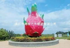 广东清远农场果园户外玻璃钢火龙果雕塑