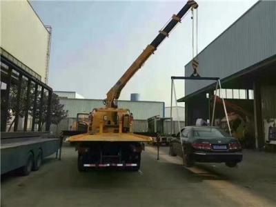 帶吊機的一拖二清障車拖車低價賣