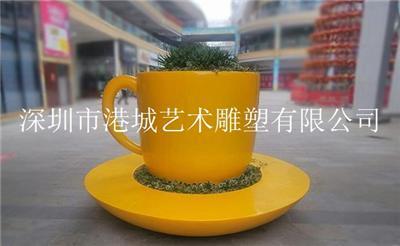 公路绿化装饰玻璃钢茶杯花盆雕塑