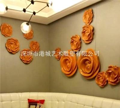 室内空间美陈装饰艺术玻璃钢人脸玫瑰花雕塑