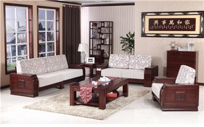 客厅纯实木框架大气可拆洗沙发现代新中式
