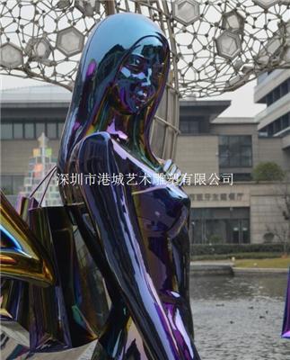 广场玻璃钢抽象购物女人雕塑