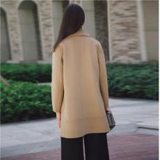 新款时尚显瘦高端纯色中长款纯手工呢大衣