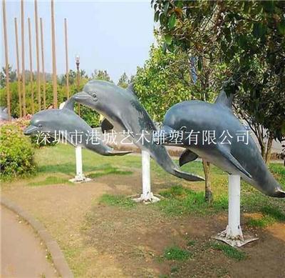 珠海海洋动物玻璃钢海豚雕塑