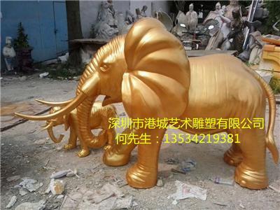 柳州招财 吉祥玻璃钢大象雕塑