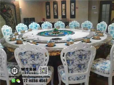天津高端实木餐桌 会所主题餐厅餐桌圆桌