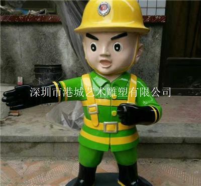 梅州商业街玻璃钢消防员人物雕塑