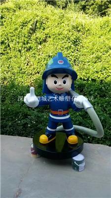 深圳平湖广场玻璃钢消防员人物雕塑