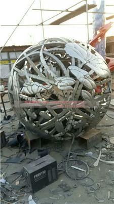不锈钢镂空植物圆球 镂空花叶圆球雕塑