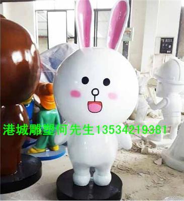 深圳商场幼儿园门口玻璃钢布朗熊可妮兔雕塑