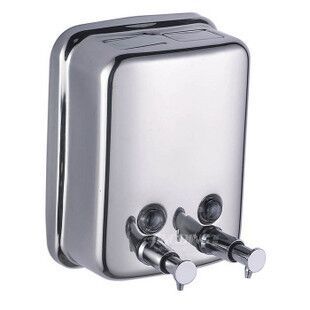 双头手动皂液器 304不锈钢洗手液盒 壁挂式