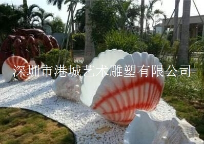 楼盘房地产装饰玻璃钢贝壳海螺雕塑