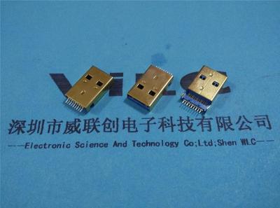 USB 3.0AM 鍍金1-30U 沉板貼片 帶柱 長針