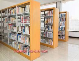 供应济宁木护板单面图书架厂家订制