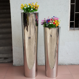 不锈钢圆锥花盆 落地花器 订做花盆