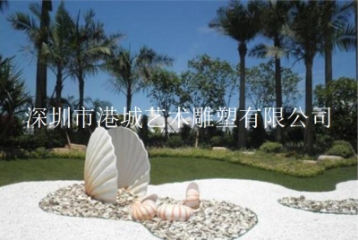 海边地产花园装饰品之一玻璃钢贝壳海螺雕塑