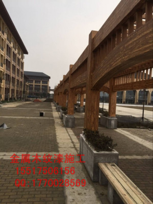 古建筑木纹漆施工 园林景区仿木纹施工效果