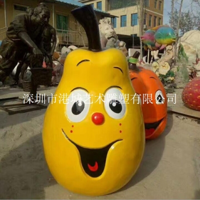 天津农业大型仿真水果玻璃钢大鸭梨子雕塑